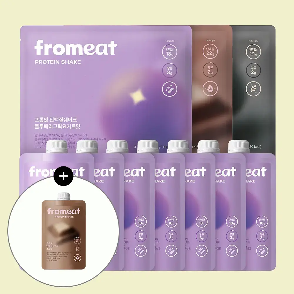 [NEW/온라인몰 단독] 프롬잇 단백질쉐이크 45g 3종 7개입 (블루베리그릭요거트맛, 초코맛, 곡물흑임자맛) 중 선택